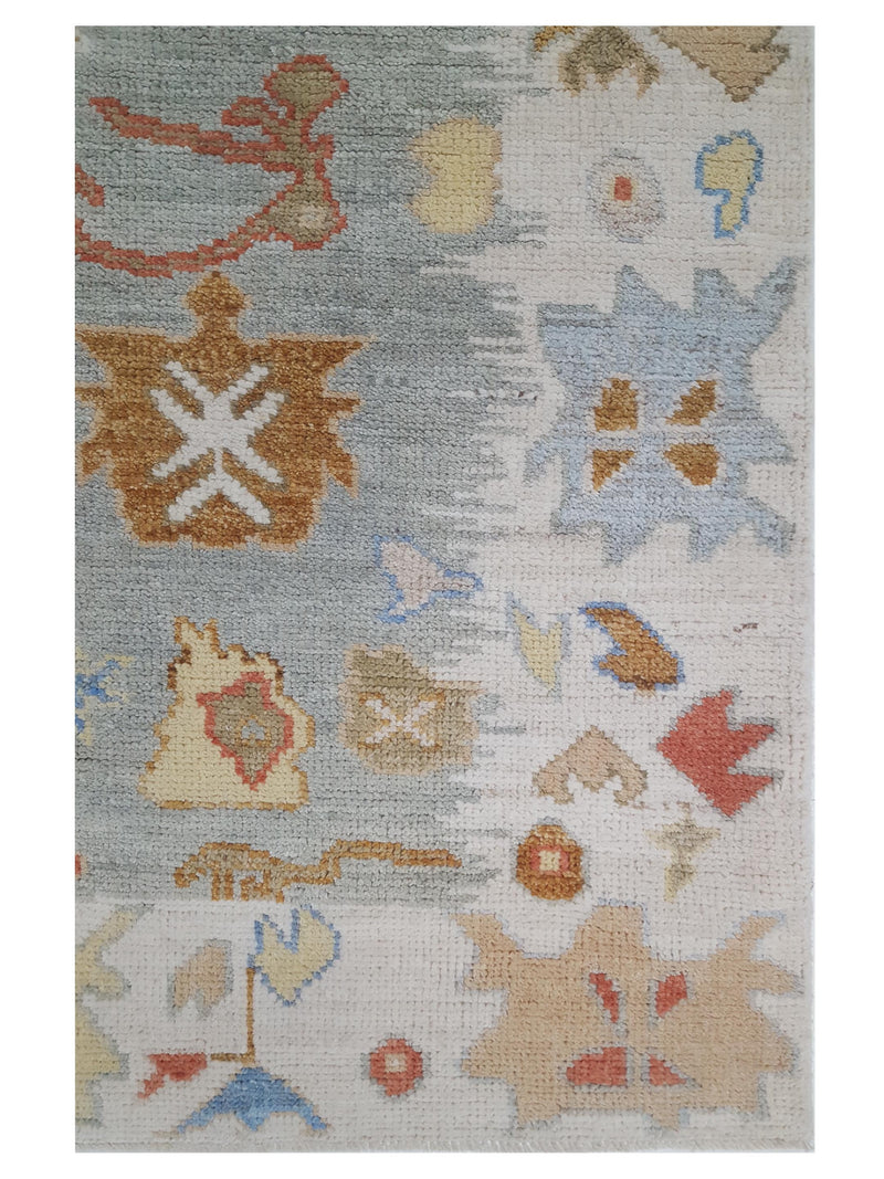 Pacific Ushak Wool Weft 42538 Lt.Grey Ivory Transitional Hand Knotted Rug