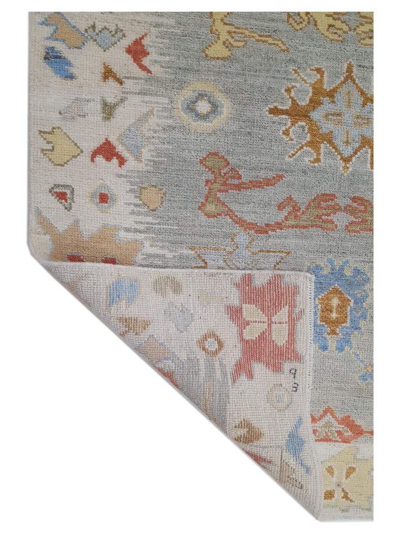 Pacific Ushak Wool Weft 42538 Lt.Grey Ivory Transitional Hand Knotted Rug