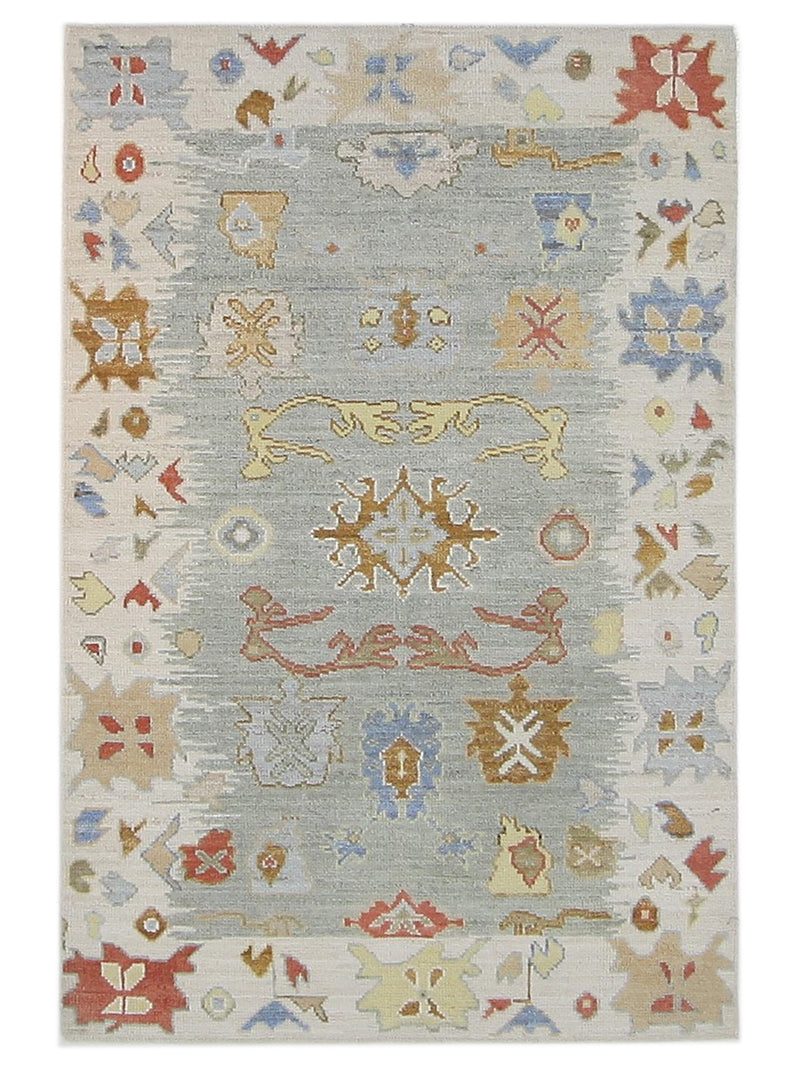 Pacific Ushak Wool Weft  Lt.Grey Ivory Transitional