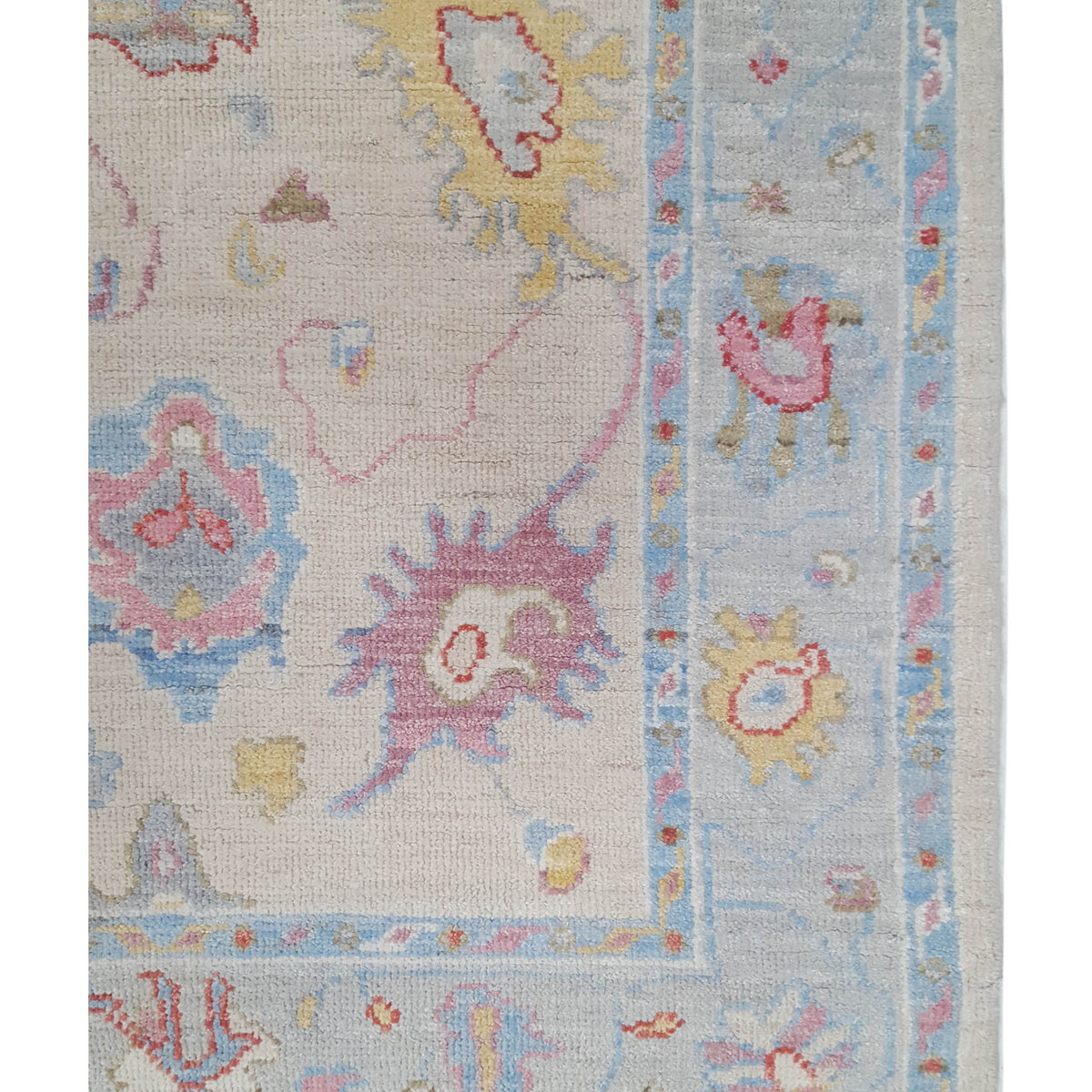 Pacific Ushak Wool Weft 42539 Ivory Lt.Grey Transitional Hand Knotted Rug