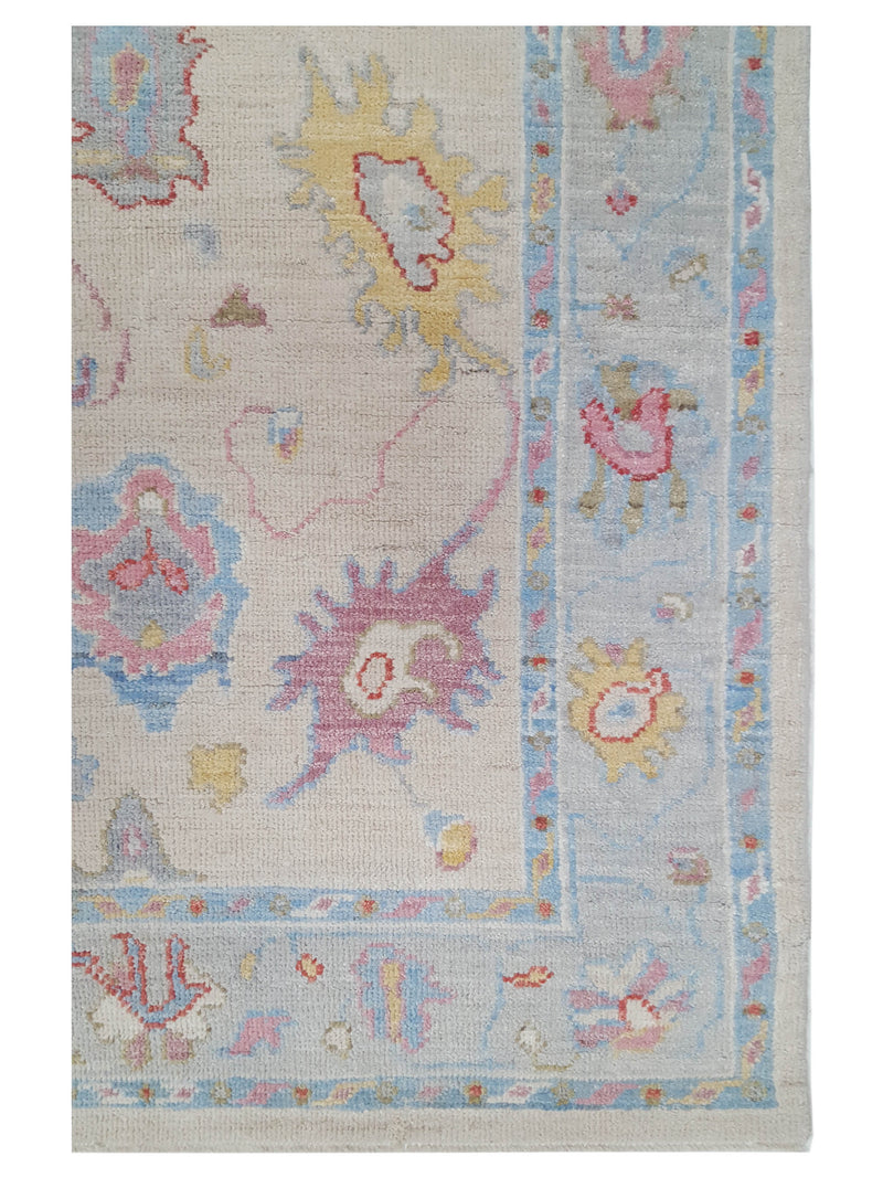 Pacific Ushak Wool Weft 42539 Ivory Lt.Grey Transitional Hand Knotted Rug