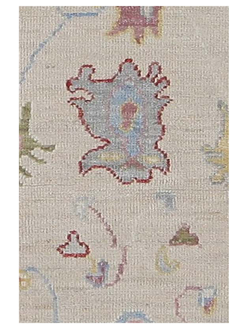 Pacific Ushak Wool Weft 42539 Ivory Lt.Grey Transitional Hand Knotted Rug