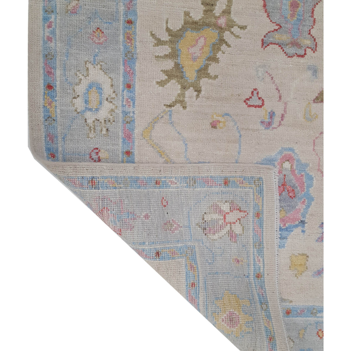 Pacific Ushak Wool Weft 42539 Ivory Lt.Grey Transitional Hand Knotted Rug