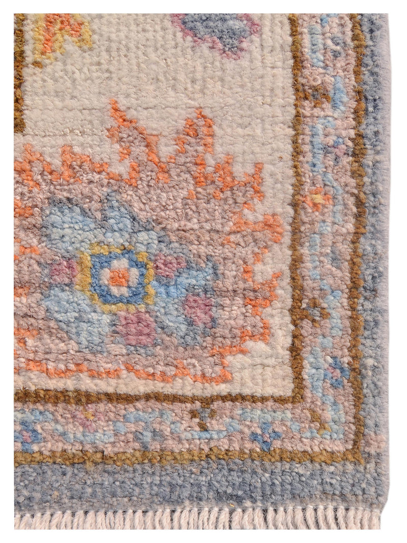 Pacific Ushak Wool Weft 42540 Grey Ivory Transitional Hand Knotted Rug