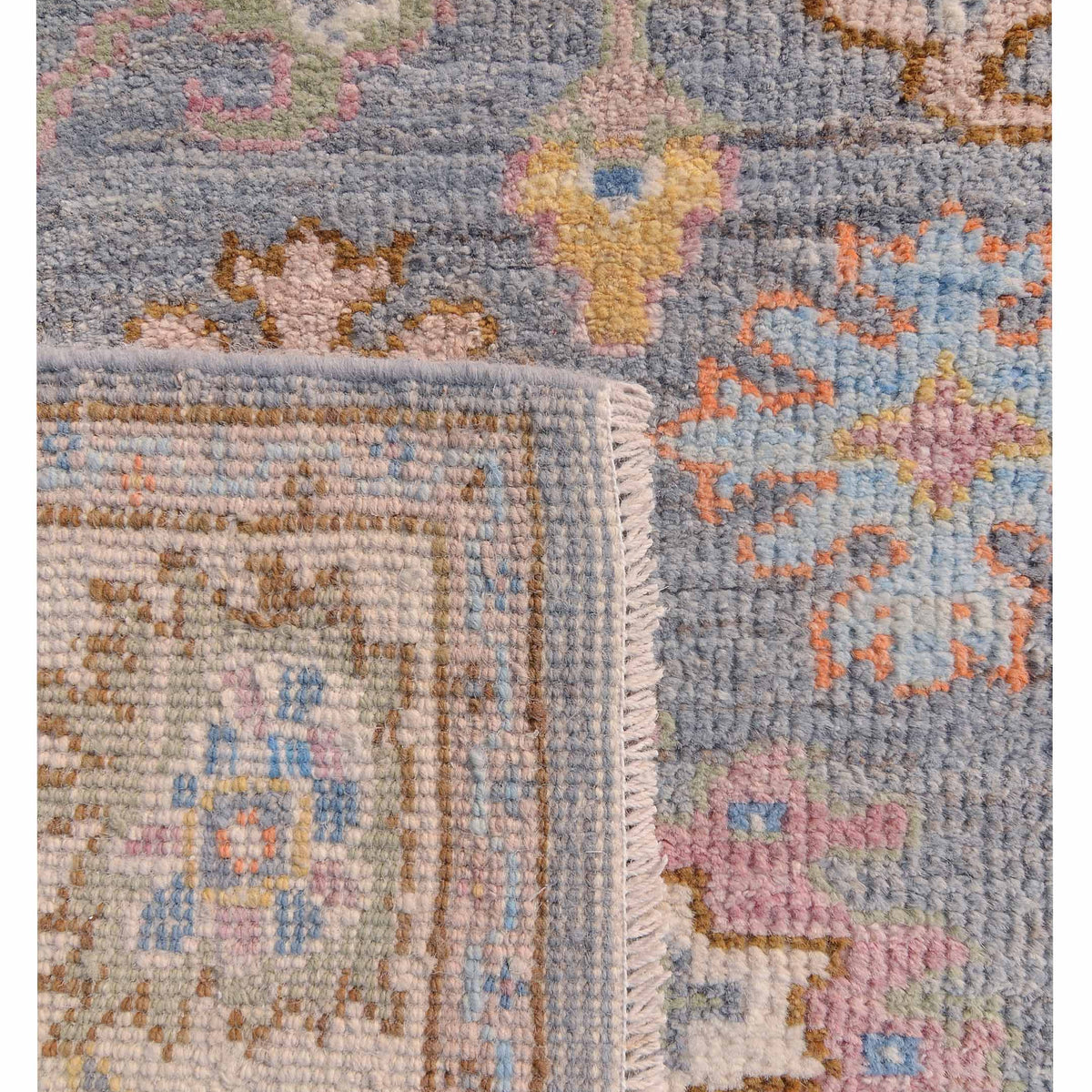 Pacific Ushak Wool Weft 42540 Grey Ivory Transitional Hand Knotted Rug