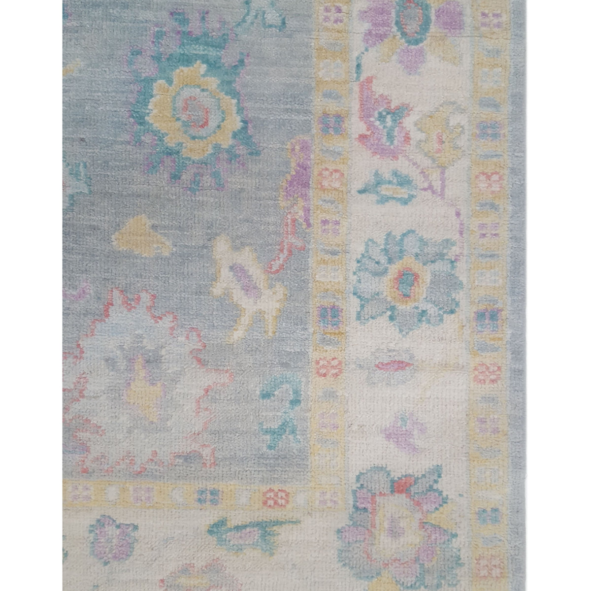 Pacific Ushak Wool Weft 42541 Lt.Grey Ivory Transitional Hand Knotted Rug