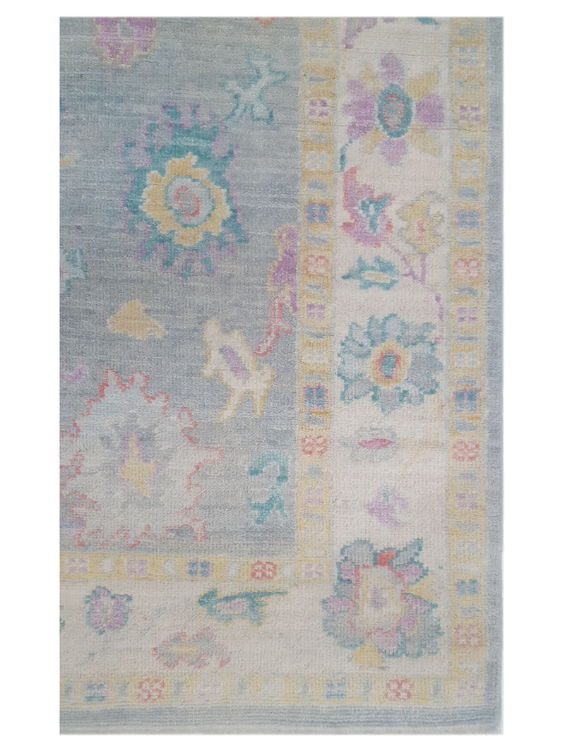 Pacific Ushak Wool Weft 42541 Lt.Grey Ivory Transitional Hand Knotted Rug