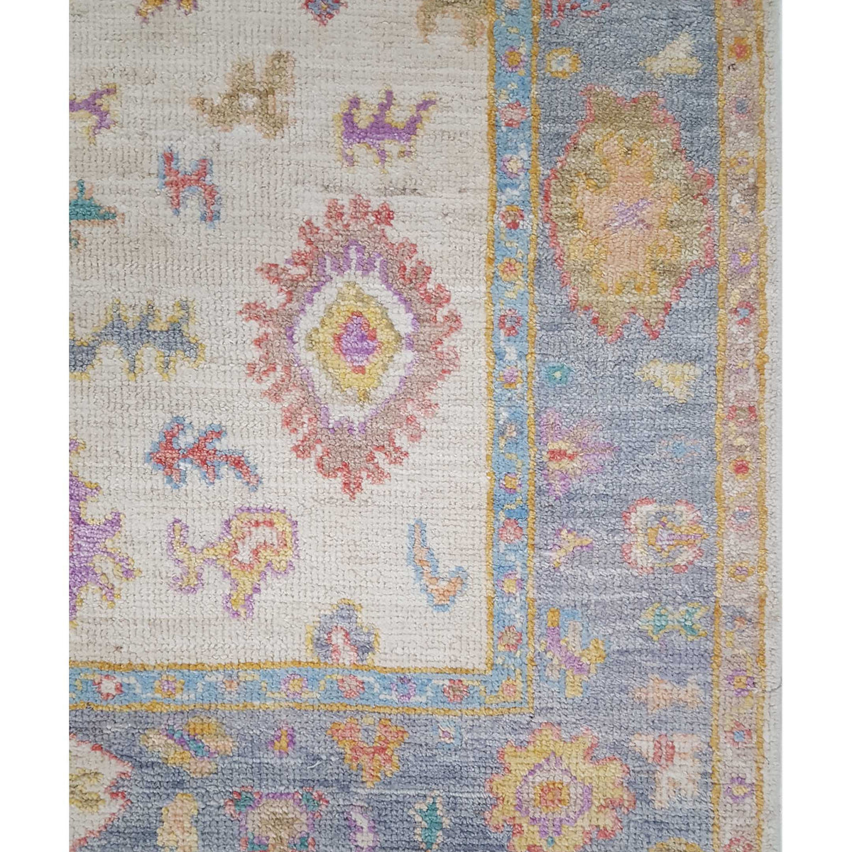 Pacific Ushak Wool Weft 42543 Ivory Grey Transitional Hand Knotted Rug
