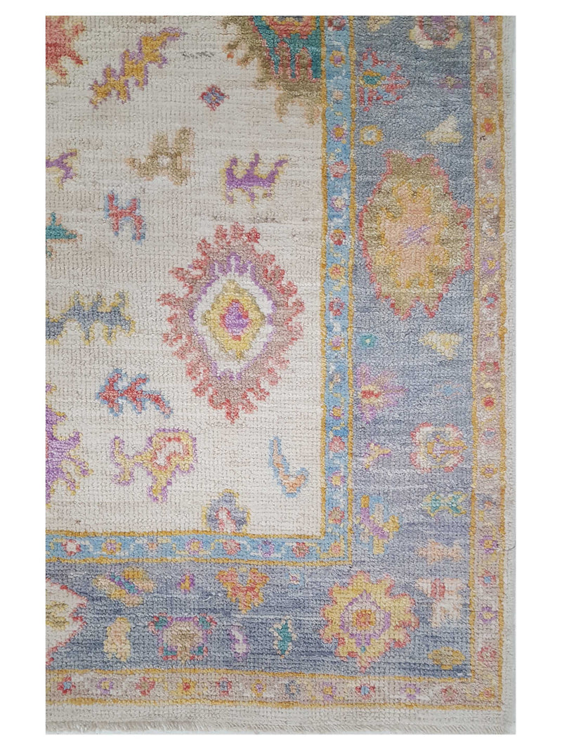 Pacific Ushak Wool Weft 42543 Ivory Grey Transitional Hand Knotted Rug