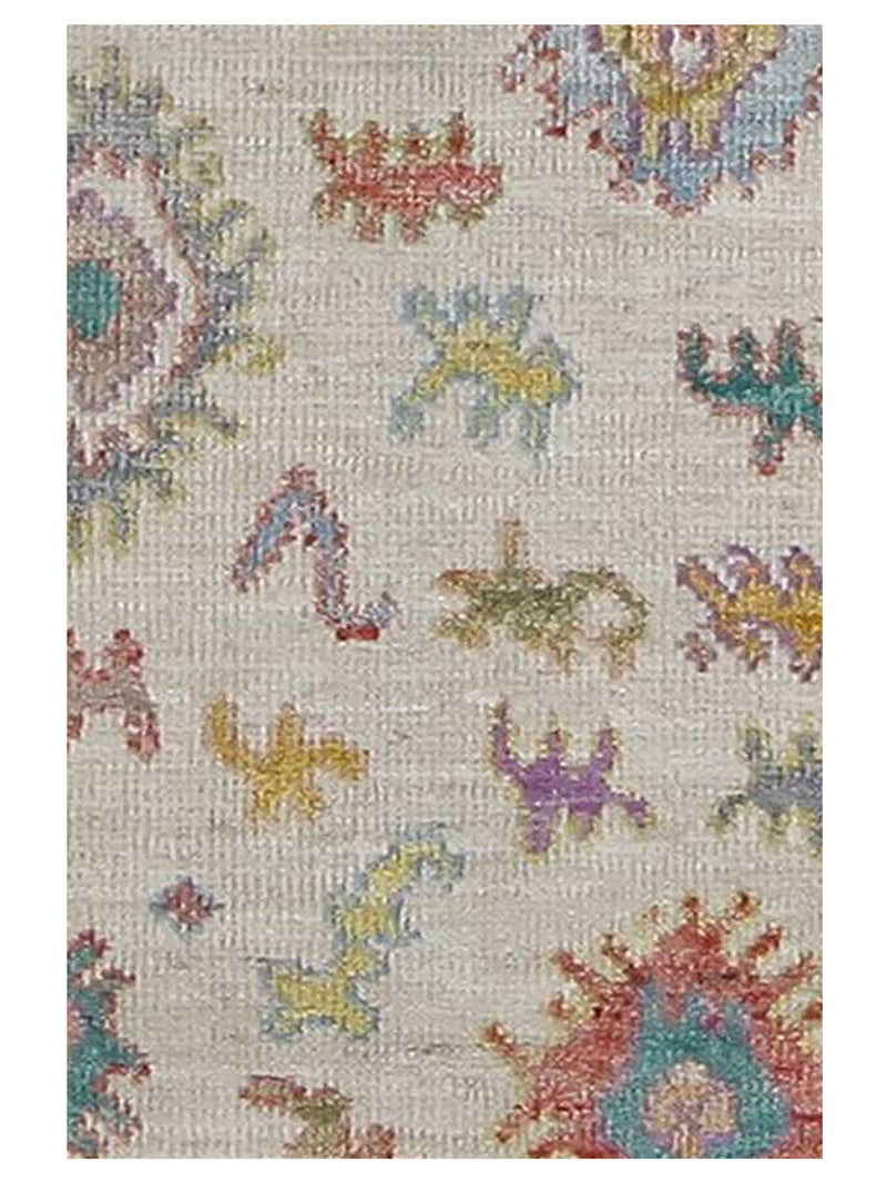 Pacific Ushak Wool Weft 42543 Ivory Grey Transitional Hand Knotted Rug
