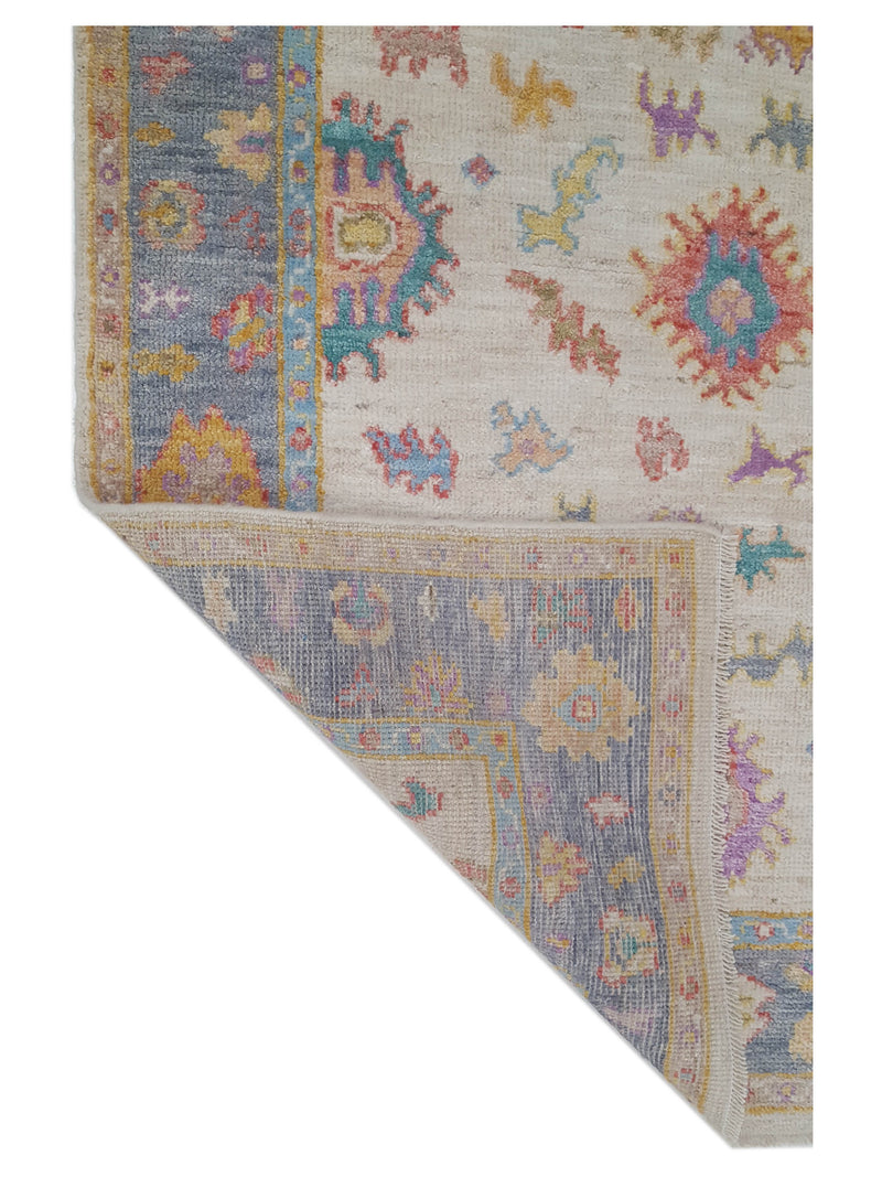 Pacific Ushak Wool Weft 42543 Ivory Grey Transitional Hand Knotted Rug