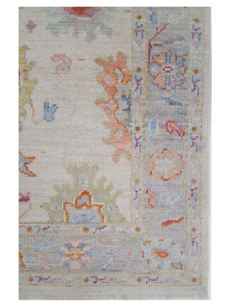 Pacific Ushak Wool Weft 42544 Ivory Lt.Grey Transitional Hand Knotted Rug