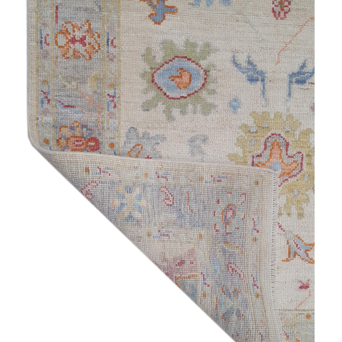 Pacific Ushak Wool Weft 42544 Ivory Lt.Grey Transitional Hand Knotted Rug