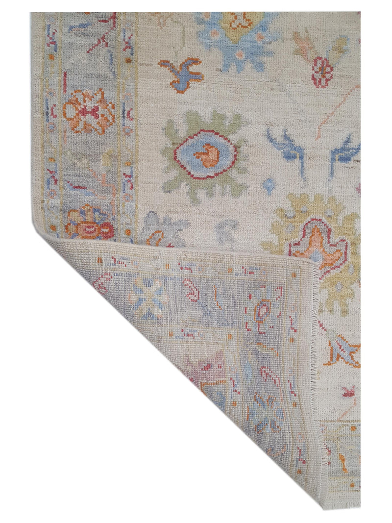 Pacific Ushak Wool Weft 42544 Ivory Lt.Grey Transitional Hand Knotted Rug