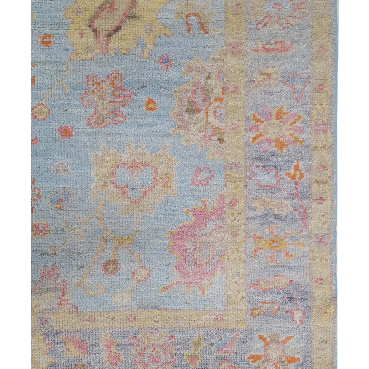 Pacific Ushak Wool Weft 42545 Lt.Blue Grey Transitional Hand Knotted Rug