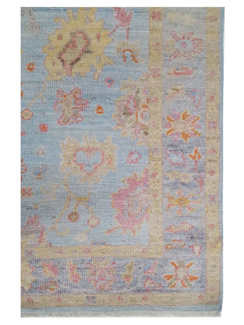 Pacific Ushak Wool Weft 42545 Lt.Blue Grey Transitional Hand Knotted Rug