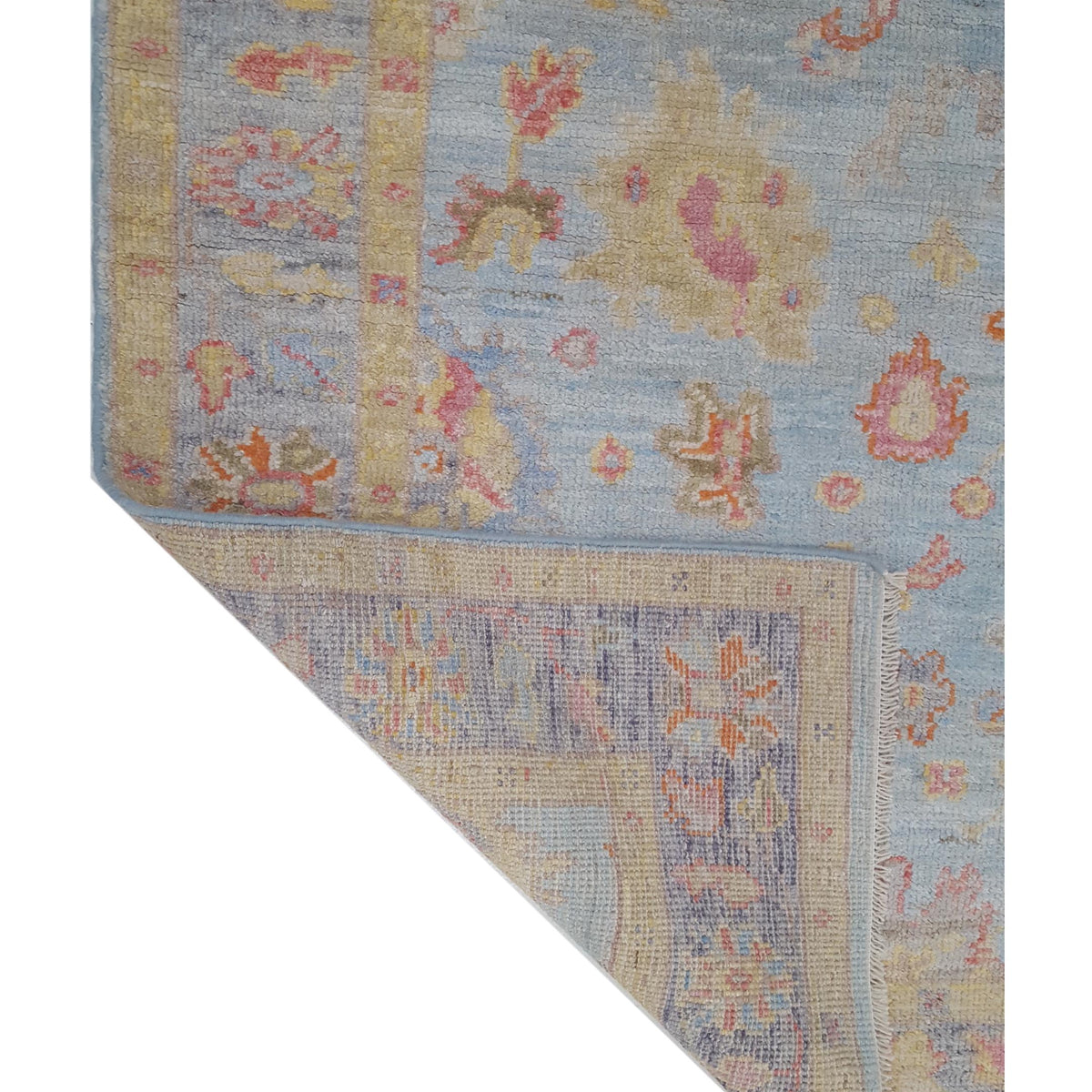 Pacific Ushak Wool Weft 42545 Lt.Blue Grey Transitional Hand Knotted Rug