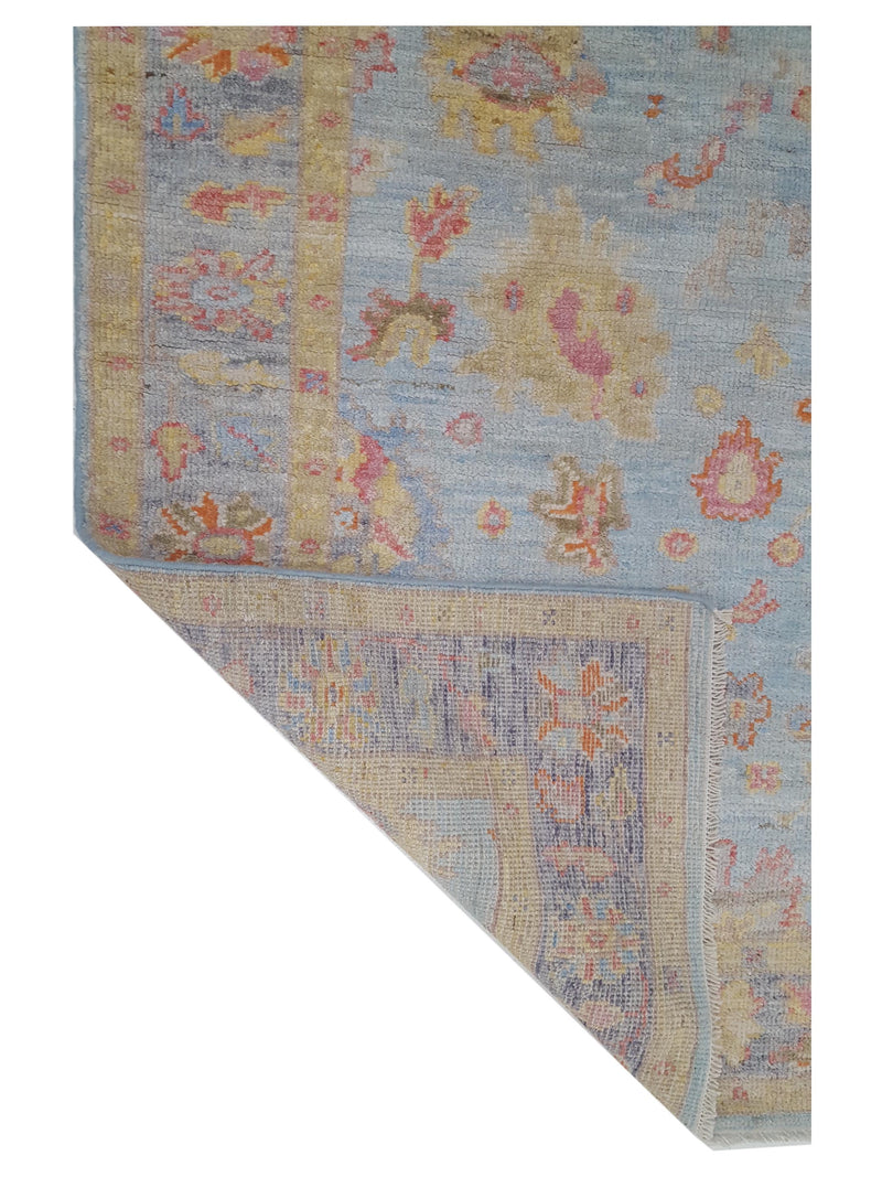 Pacific Ushak Wool Weft 42545 Lt.Blue Grey Transitional Hand Knotted Rug