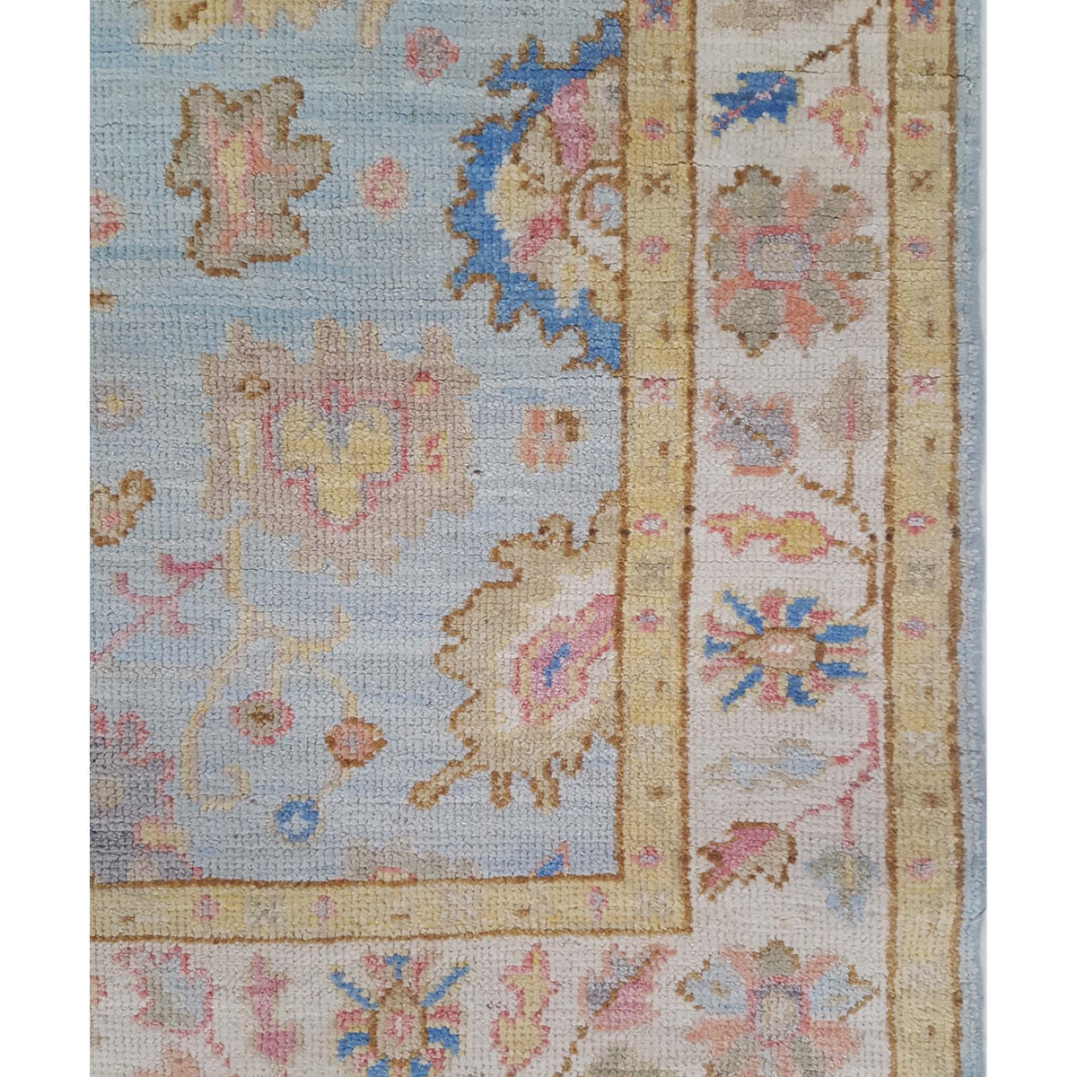 Pacific Ushak Wool Weft 42546 Lt.Blue Ivory Transitional Hand Knotted Rug