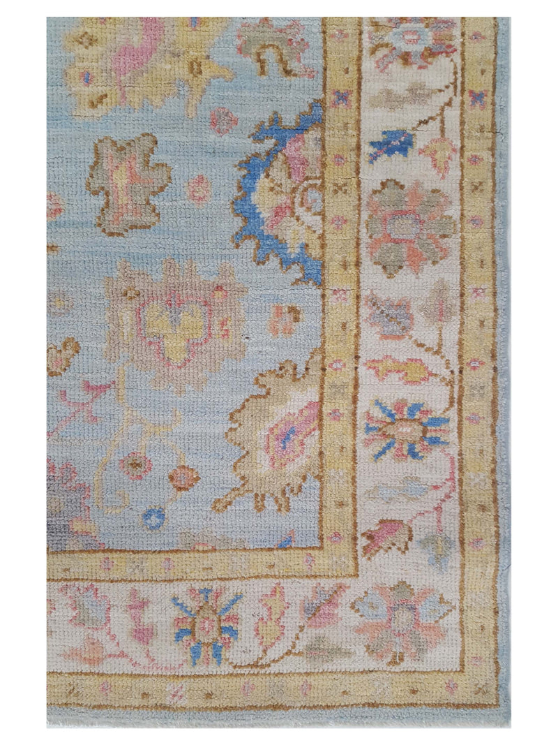 Pacific Ushak Wool Weft 42546 Lt.Blue Ivory Transitional Hand Knotted Rug
