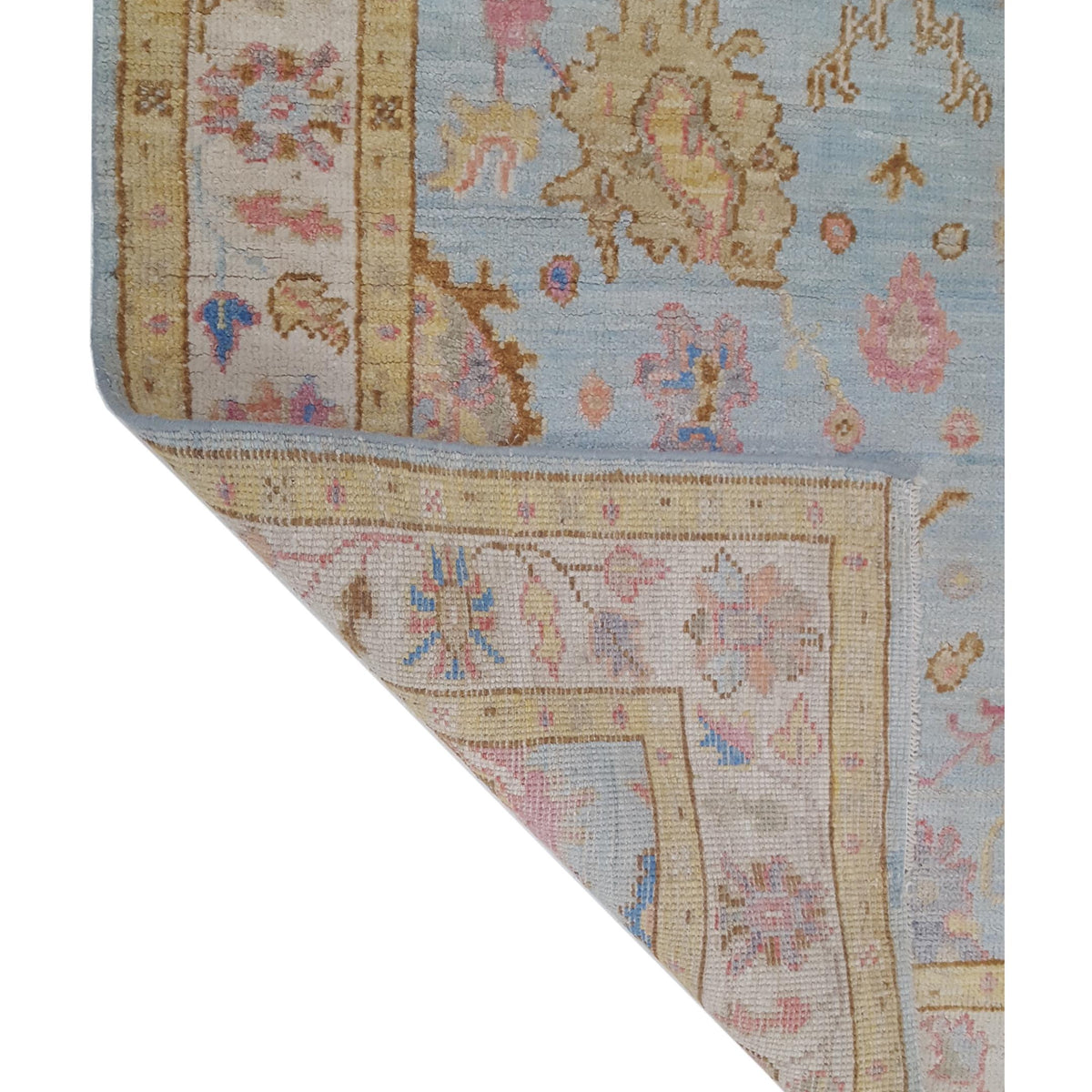 Pacific Ushak Wool Weft 42546 Lt.Blue Ivory Transitional Hand Knotted Rug