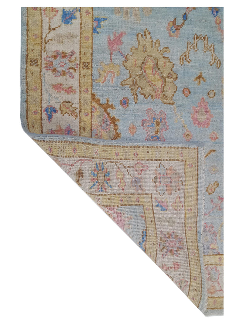 Pacific Ushak Wool Weft 42546 Lt.Blue Ivory Transitional Hand Knotted Rug