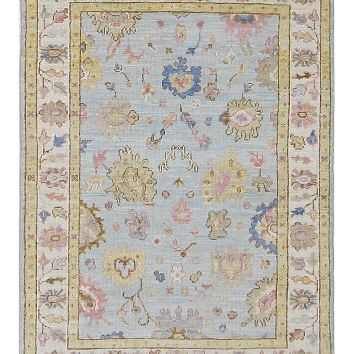 Pacific Ushak Wool Weft  Lt.Blue Ivory Transitional