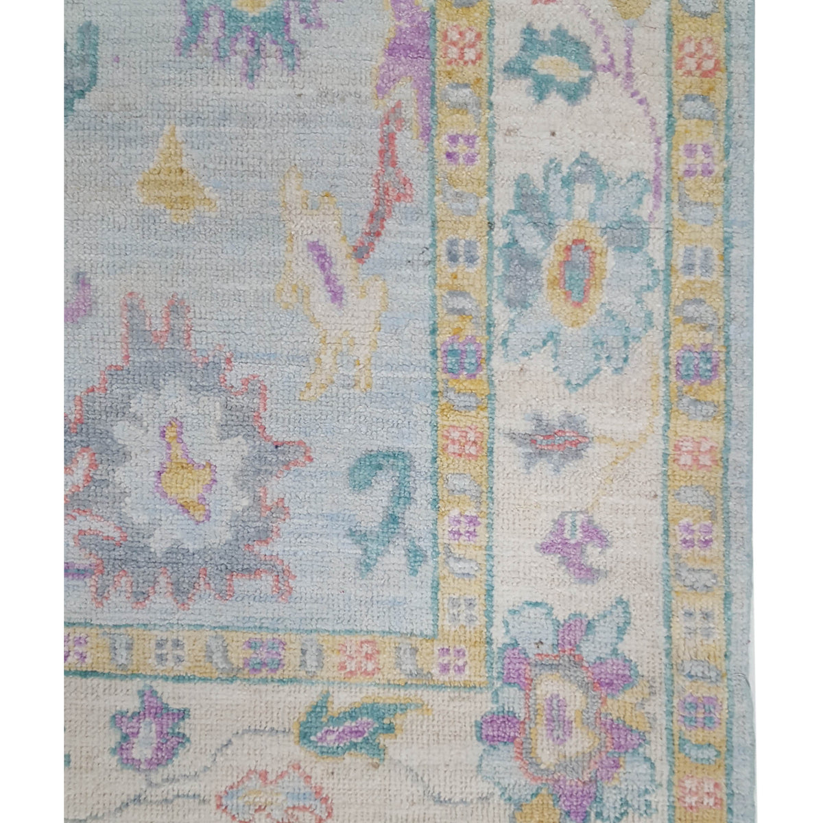 Pacific Ushak Wool Weft 42548 Lt.Blue Ivory Transitional Hand Knotted Rug