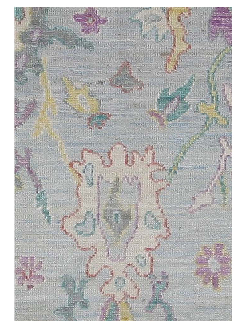 Pacific Ushak Wool Weft 42548 Lt.Blue Ivory Transitional Hand Knotted Rug