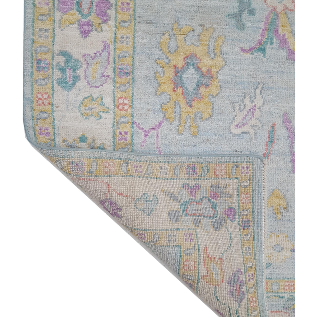 Pacific Ushak Wool Weft 42548 Lt.Blue Ivory Transitional Hand Knotted Rug
