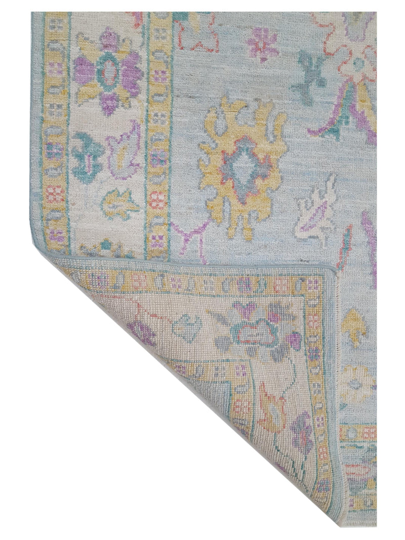 Pacific Ushak Wool Weft 42548 Lt.Blue Ivory Transitional Hand Knotted Rug