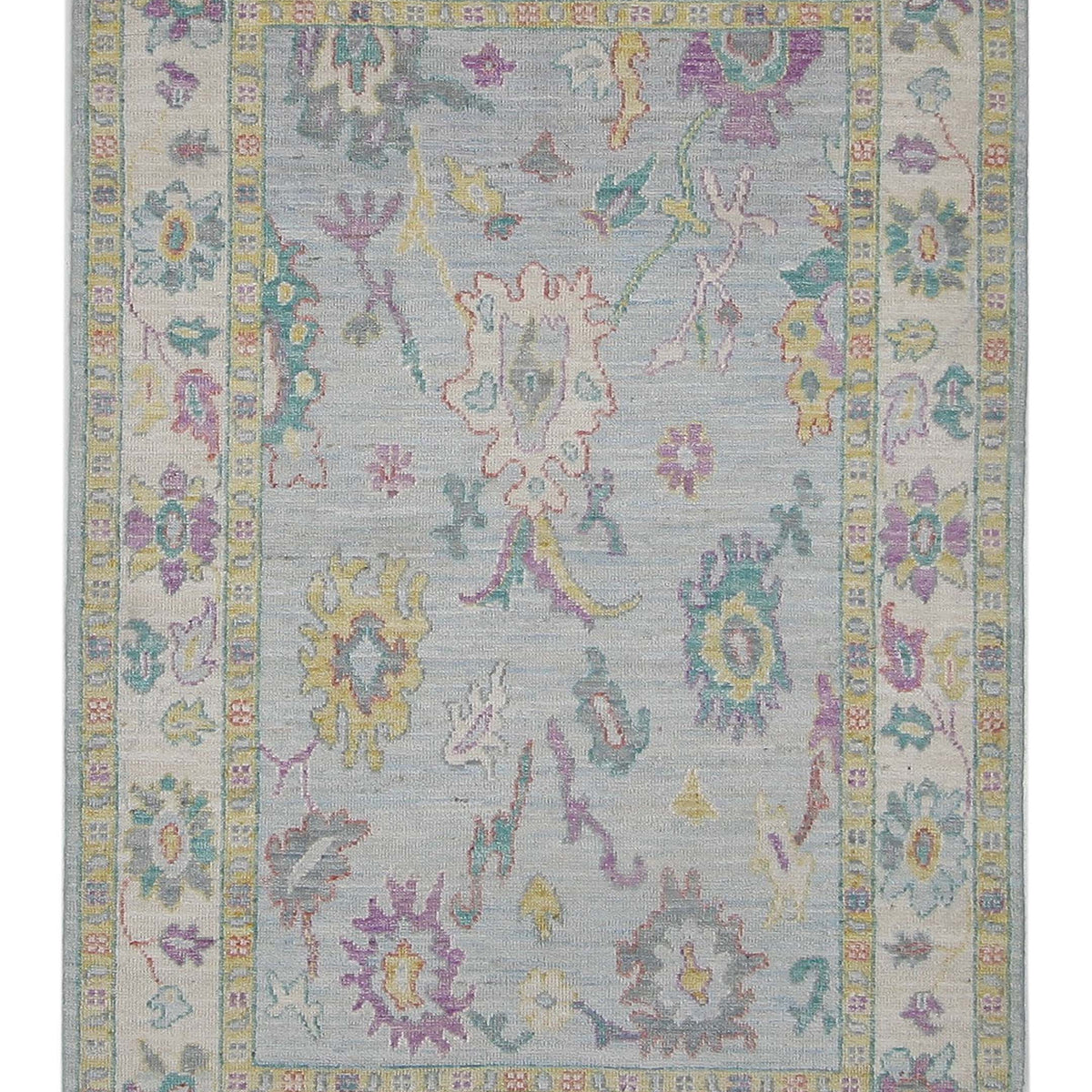 Pacific Ushak Wool Weft  Lt.Blue Ivory Transitional