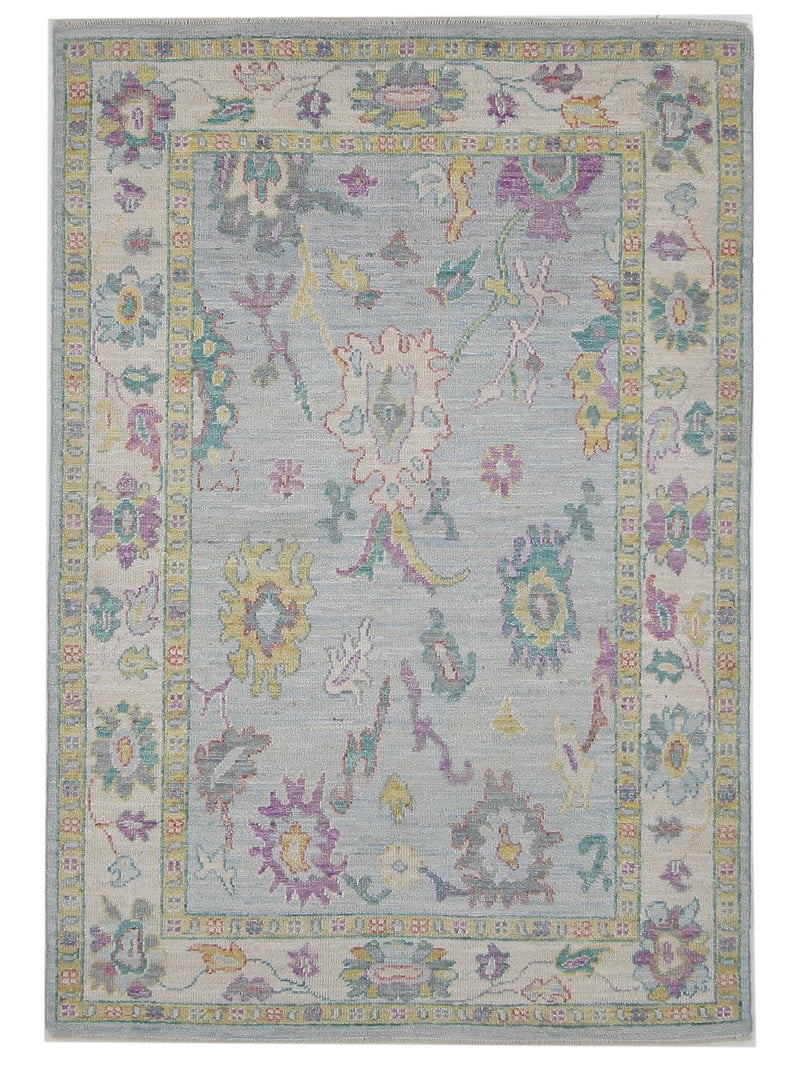 Pacific Ushak Wool Weft  Lt.Blue Ivory Transitional