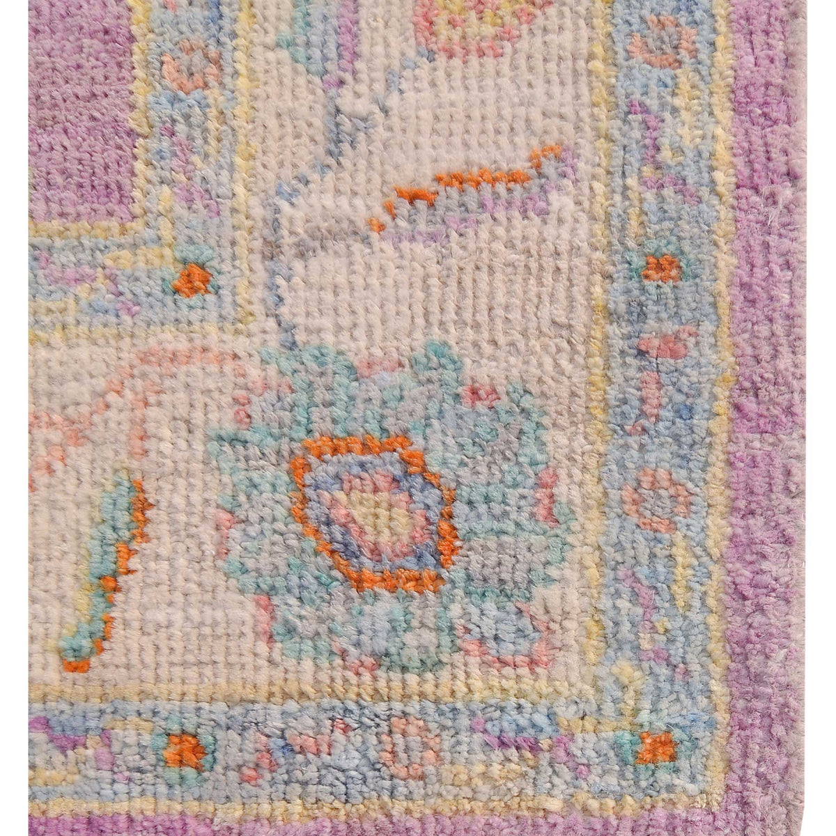 Pacific Ushak Wool Weft 42549 Purple Ivory Transitional Hand Knotted Rug