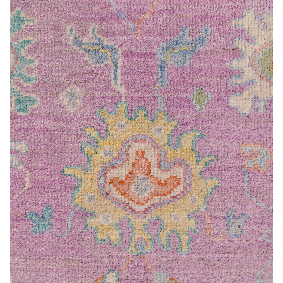Pacific Ushak Wool Weft 42549 Purple Ivory Transitional Hand Knotted Rug