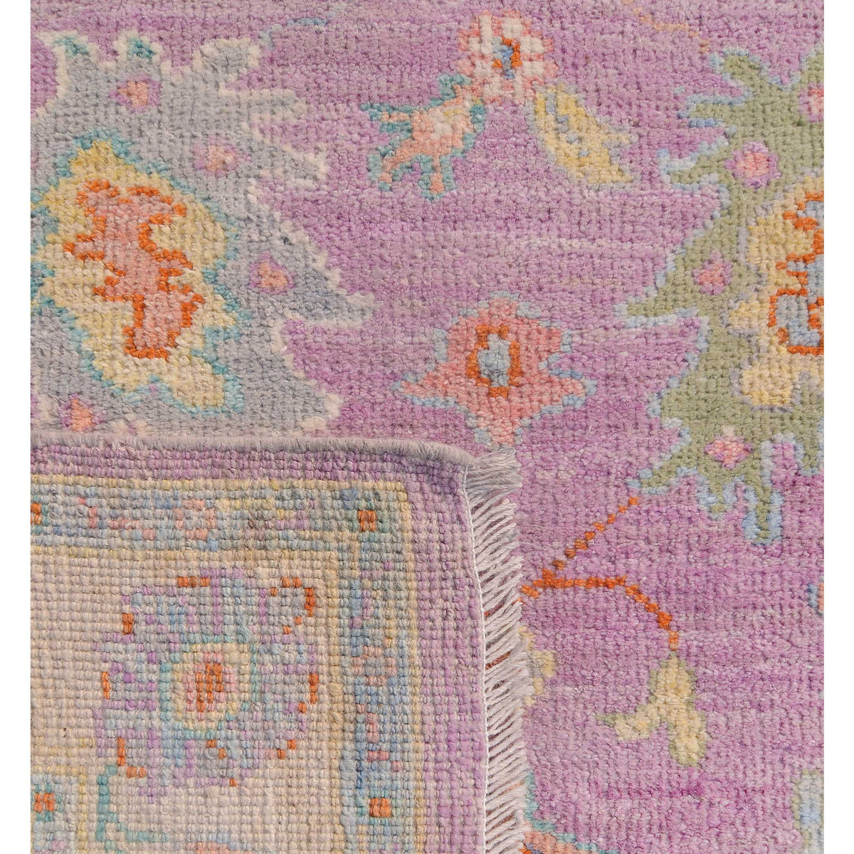 Pacific Ushak Wool Weft 42549 Purple Ivory Transitional Hand Knotted Rug