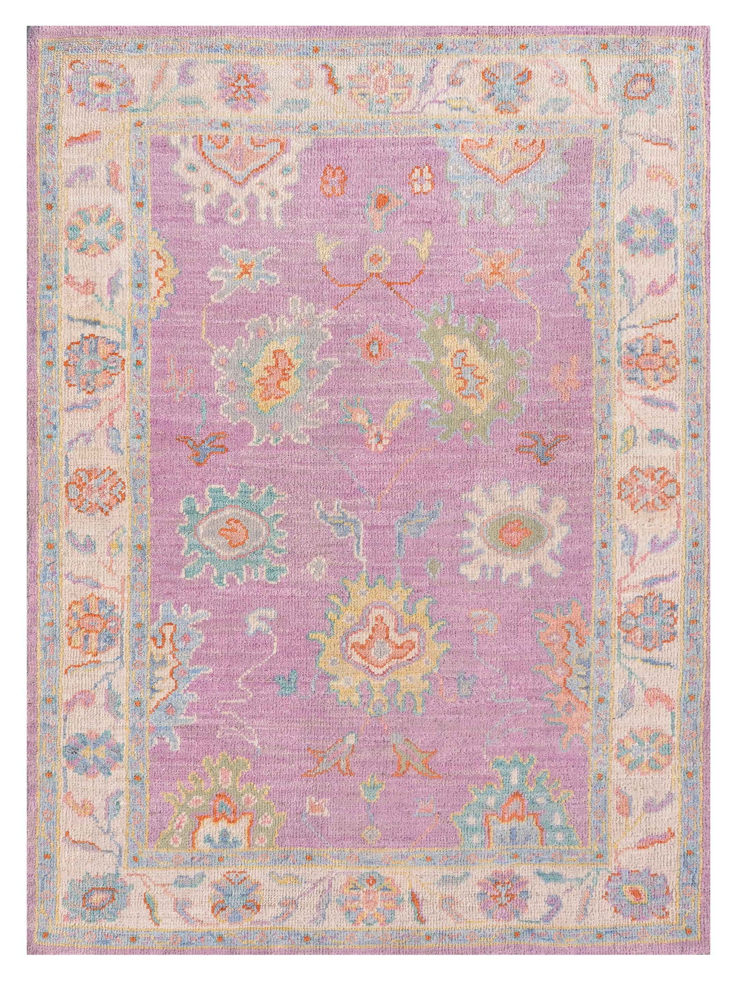 Pacific Ushak Wool Weft  Purple Ivory Transitional