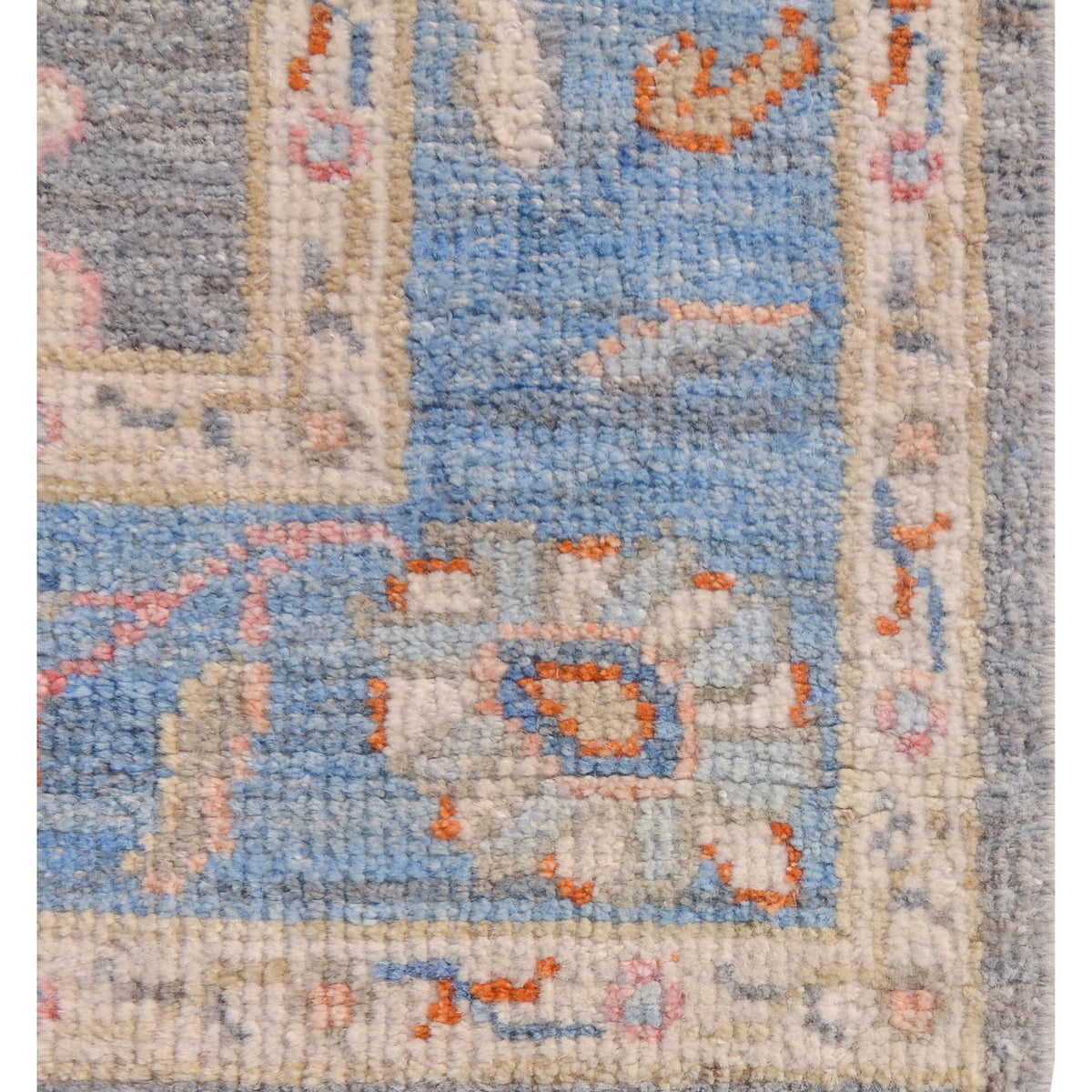 Pacific Ushak Wool Weft 42551 Grey Blue Transitional Hand Knotted Rug