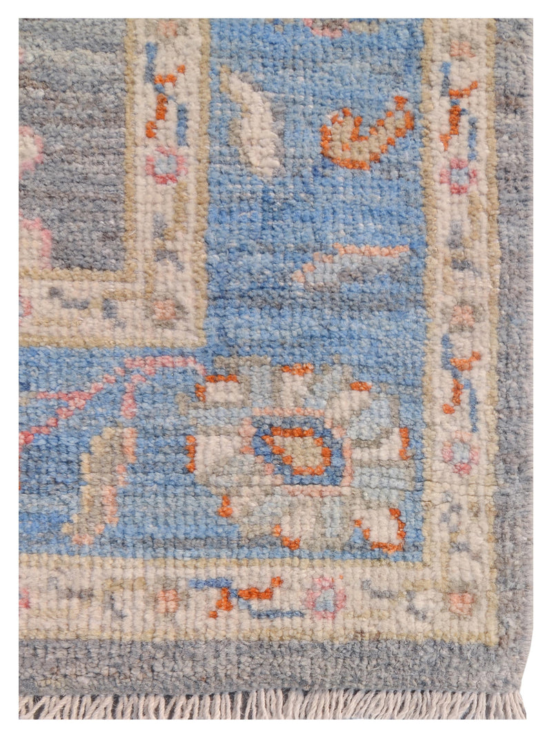 Pacific Ushak Wool Weft 42551 Grey Blue Transitional Hand Knotted Rug