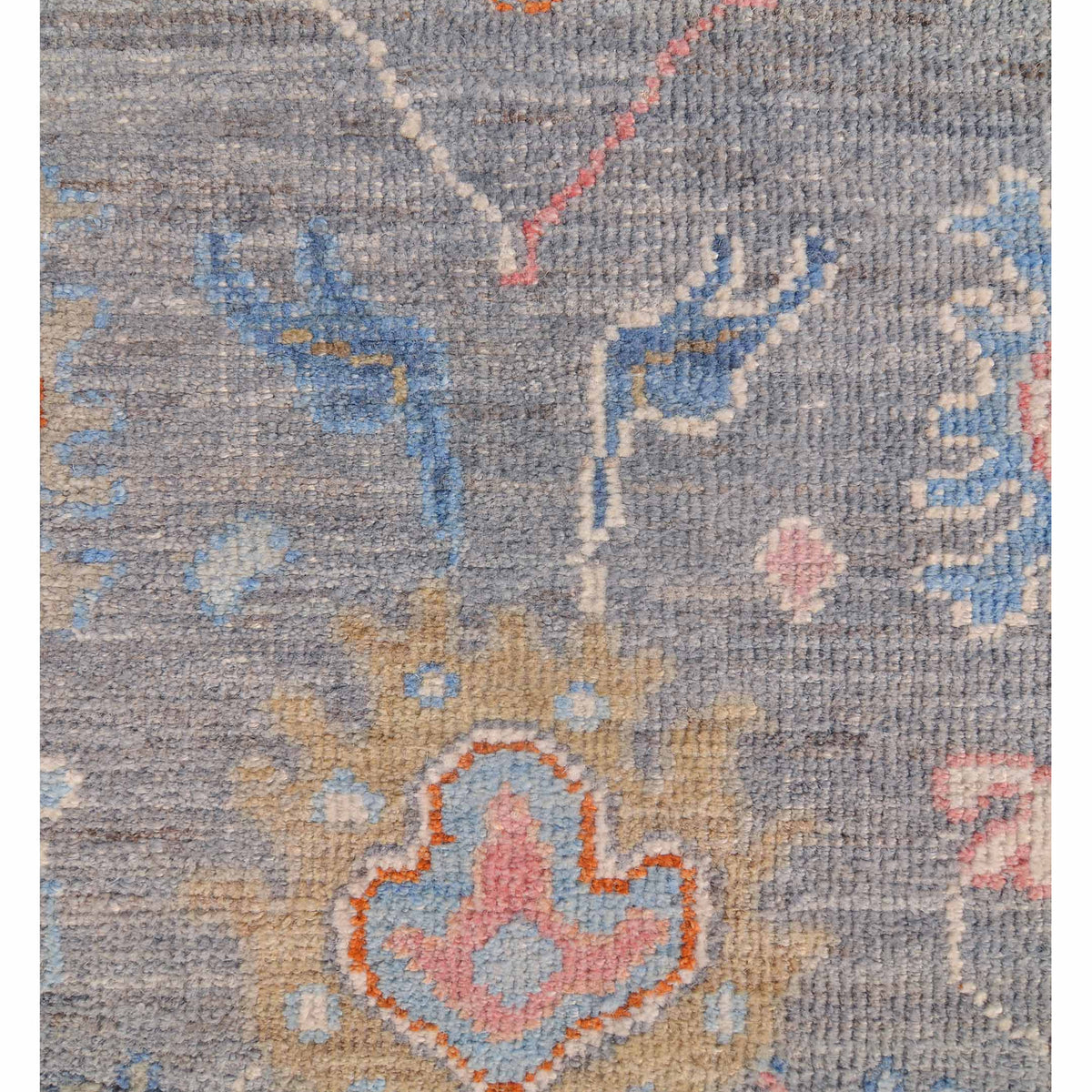Pacific Ushak Wool Weft 42551 Grey Blue Transitional Hand Knotted Rug