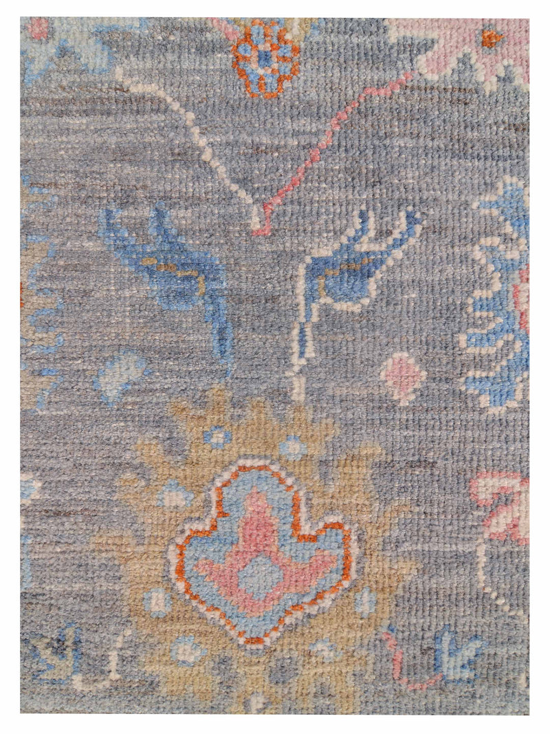 Pacific Ushak Wool Weft 42551 Grey Blue Transitional Hand Knotted Rug