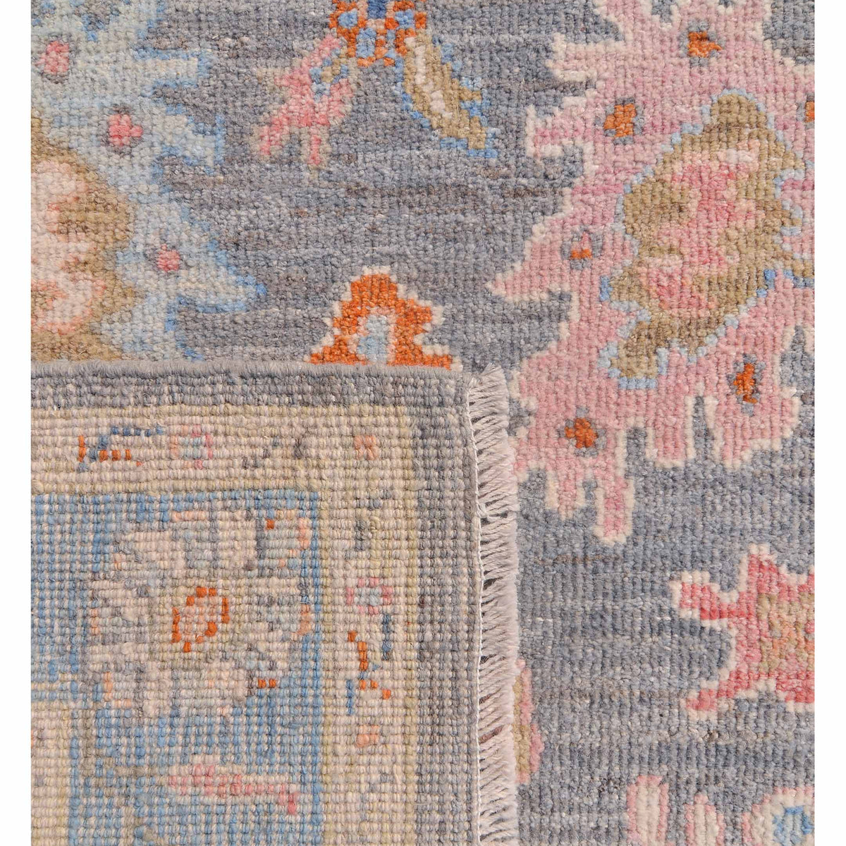 Pacific Ushak Wool Weft 42551 Grey Blue Transitional Hand Knotted Rug