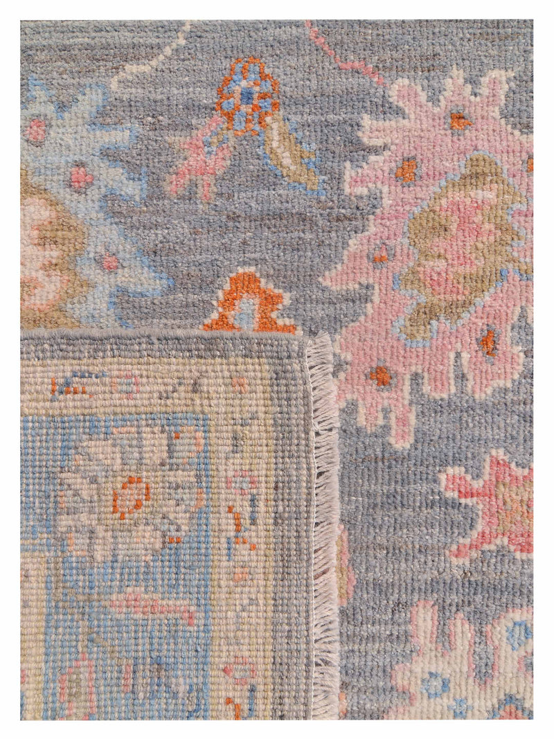 Pacific Ushak Wool Weft 42551 Grey Blue Transitional Hand Knotted Rug