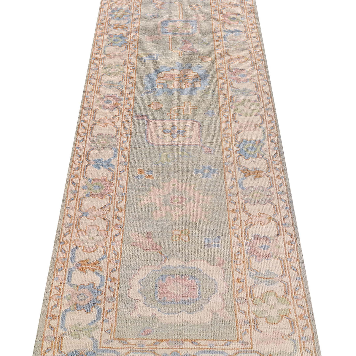 Pacific Ushak Wool Weft 42554 Lt.Green Ivory Transitional Hand Knotted Rug