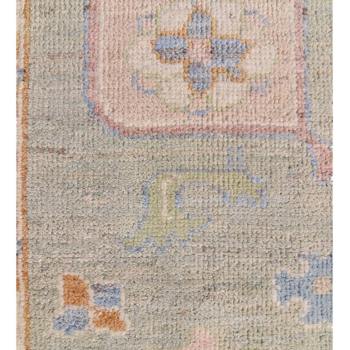 Pacific Ushak Wool Weft 42554 Lt.Green Ivory Transitional Hand Knotted Rug