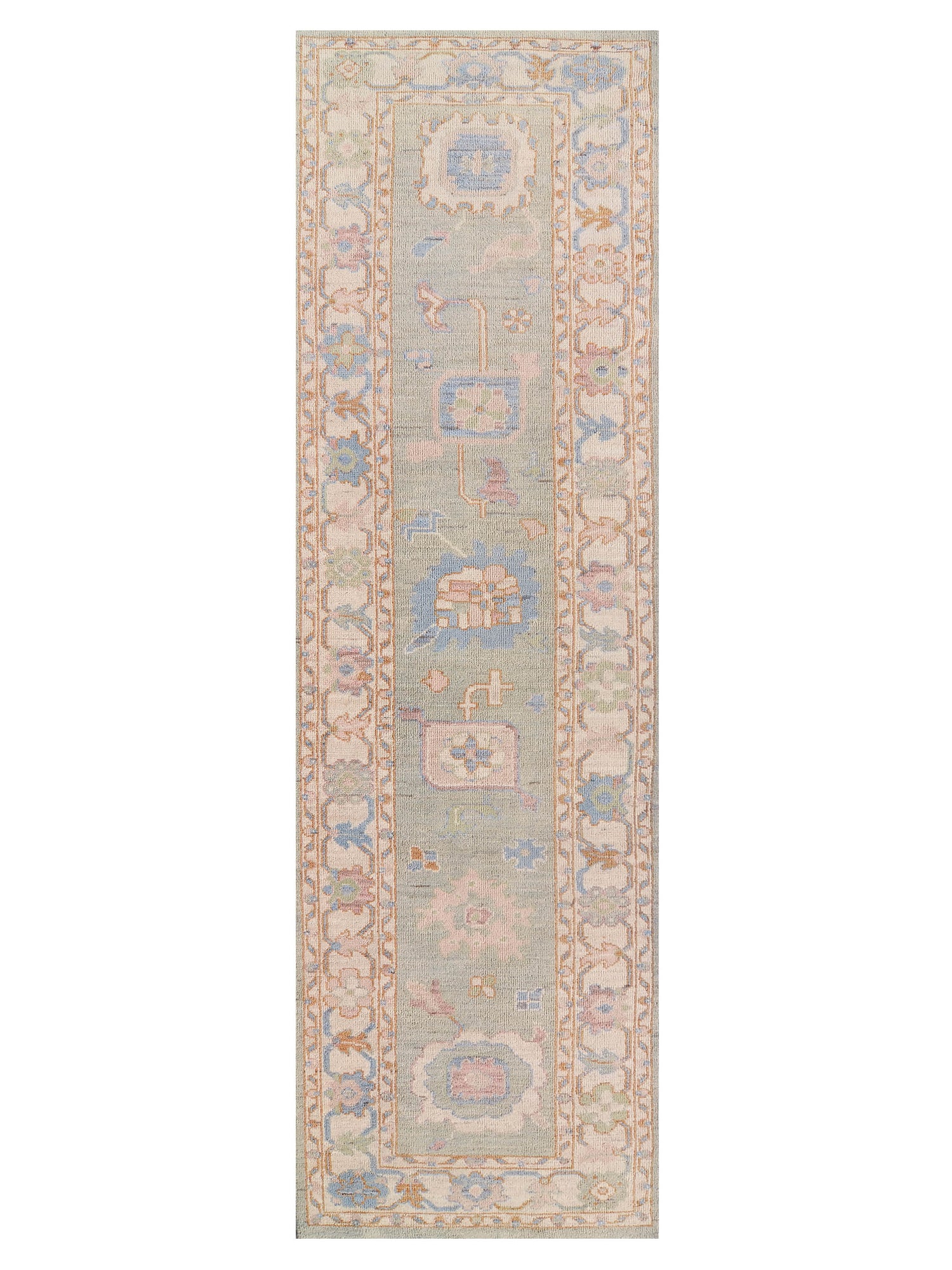 Pacific Ushak Wool Weft  Lt.Green Ivory Transitional