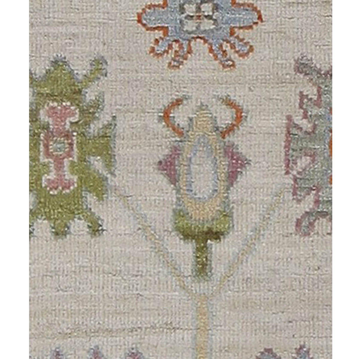Pacific Ushak Wool Weft 42556 Ivory Lt.Blue Transitional Hand Knotted Rug