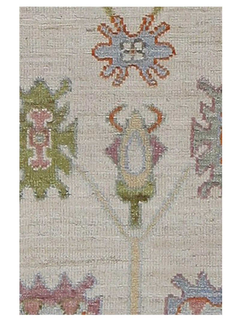 Pacific Ushak Wool Weft 42556 Ivory Lt.Blue Transitional Hand Knotted Rug