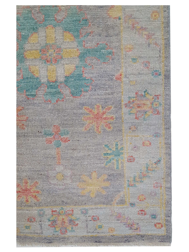 Pacific Ushak Wool Weft 42562 Grey Lt.Grey Transitional Hand Knotted Rug