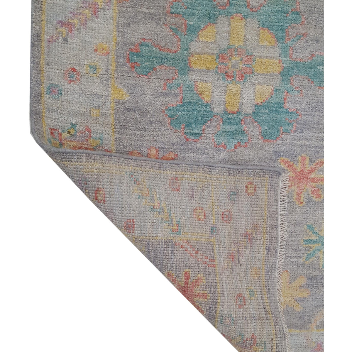 Pacific Ushak Wool Weft 42562 Grey Lt.Grey Transitional Hand Knotted Rug